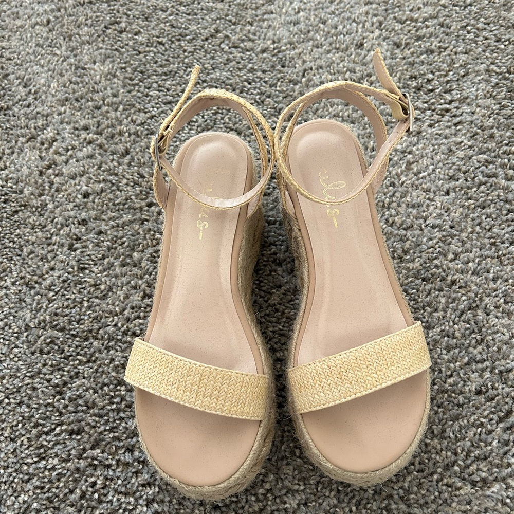 Lulu's Neutral Woven Espadrille Platform Sandals